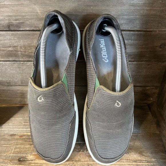 Mens Olukai Nohea Taupe Mesh Comfort Slip On Loafers Shoes Sneakers Size 9 M GUC - Picture 3 of 6